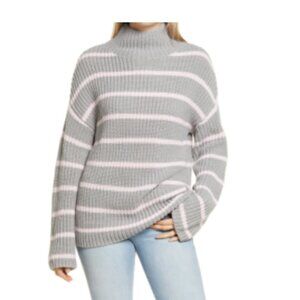 Caslon Shaker Mock Neck Sweater Gray Pink | Size Medium | NWT